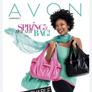 Avon green grommet faux leather bag purse